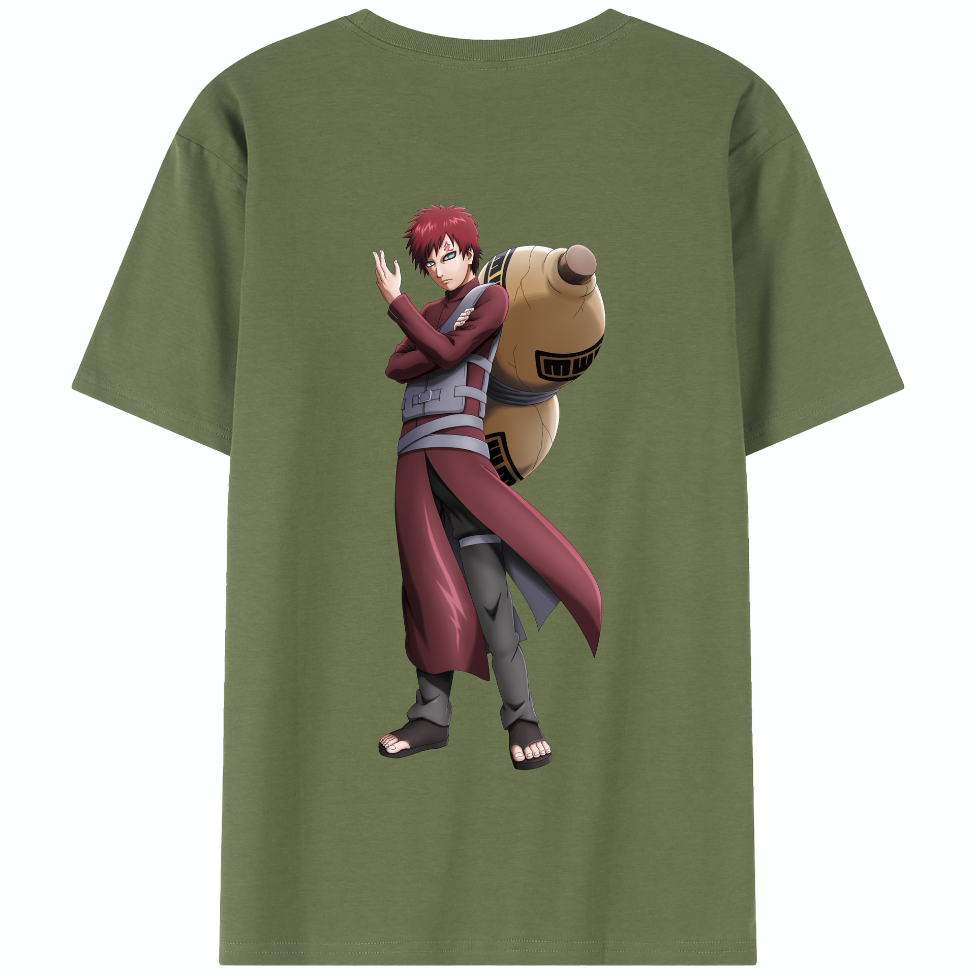 （画像用） NARUTO -ナルト- ガアラ Gaara 綿100％半袖Tシャツ（背面プリント）